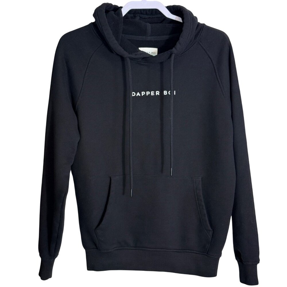 Dapper Boi Black Logo Hoodie Size Small Unisex Minimalist Pullover
